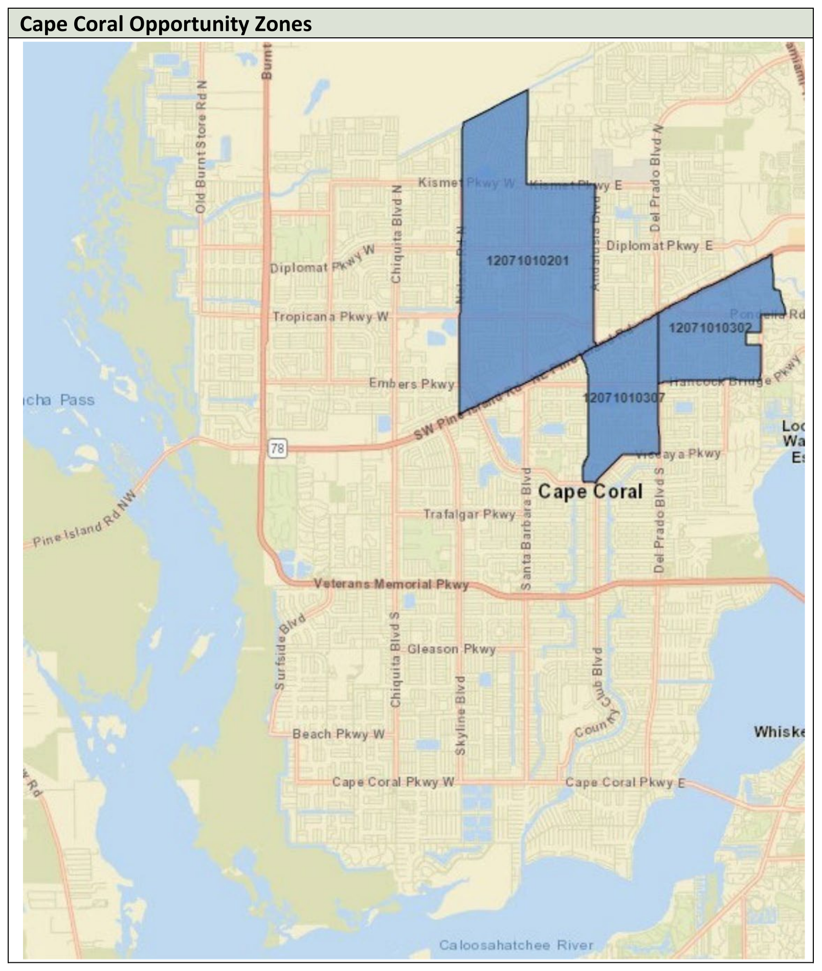 Cape Coral Opportunity Zones map